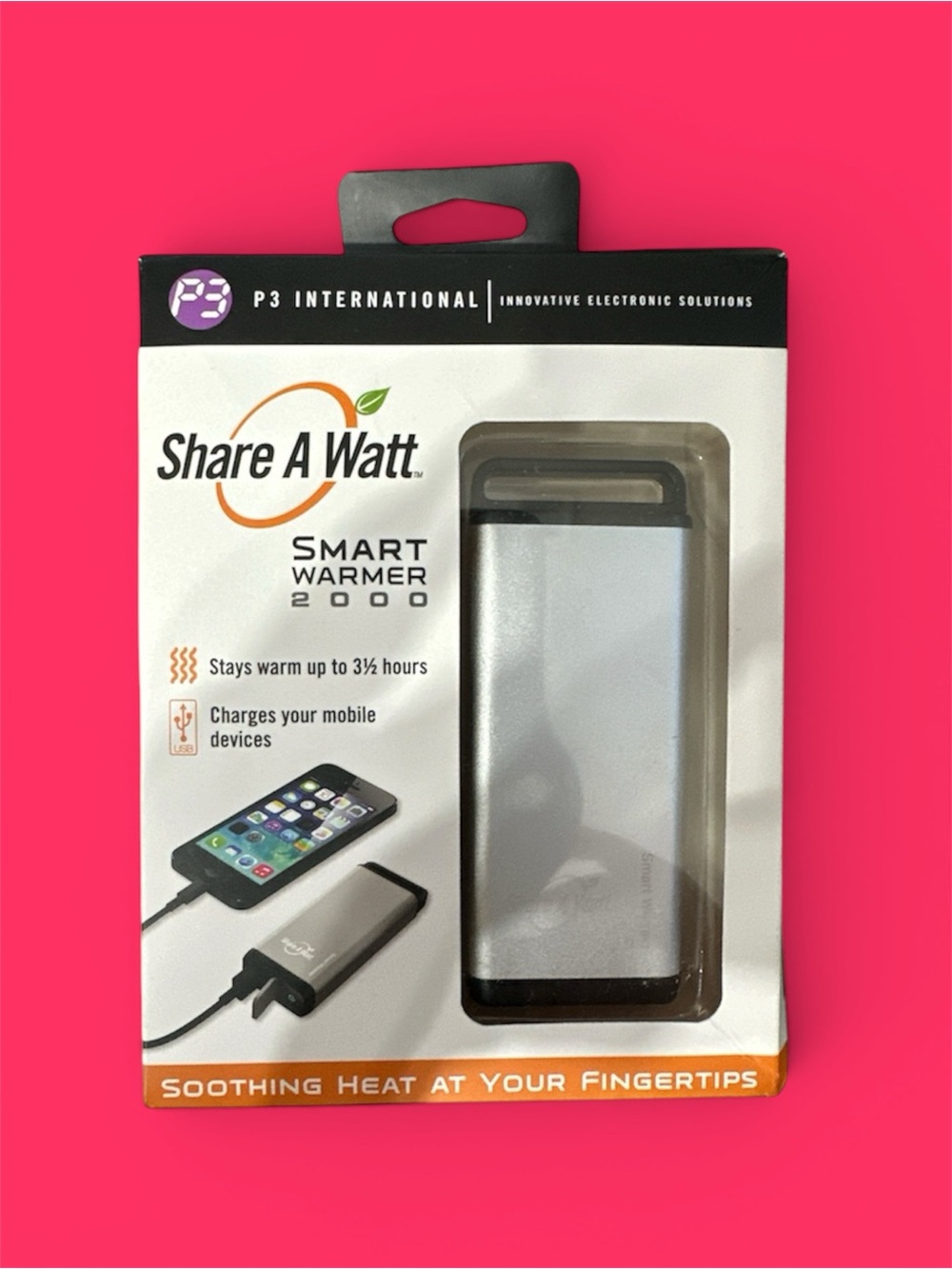 Smart Warmer 2000 Portable Hand Warmer & Phone Charger - Silver